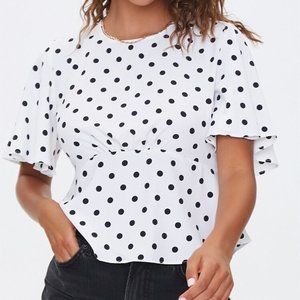FOREVER 21 Polka Dot Flounce Top Medium